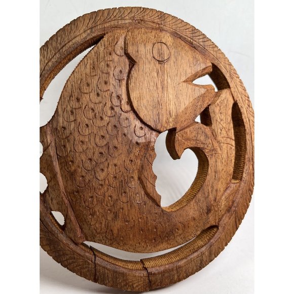 SMALL Handmade Wooden Fish Trivet - with Flaws - Made in India - Picture 13 of 16